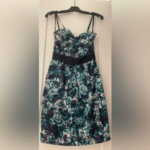 BCBG Max & Cleo Strapless Cocktail Dress in Black and Teal